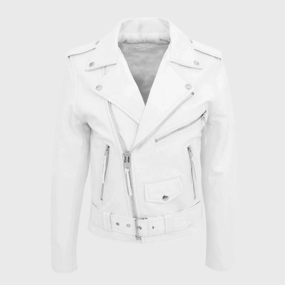 Veste en cuir avec fermeture éclair